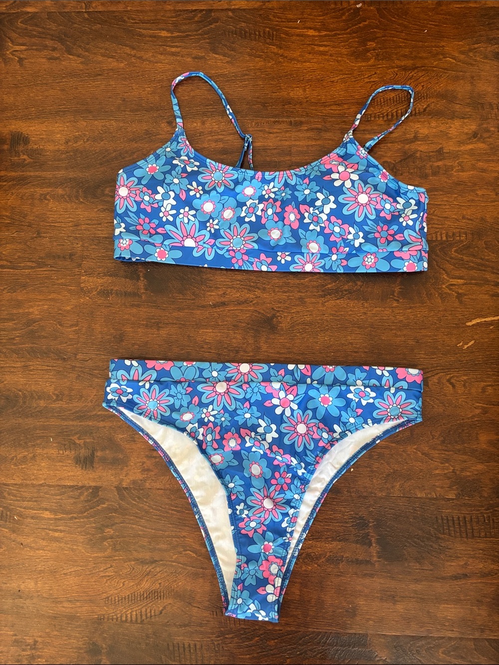 Blue Floral Two-Piece Bikini Swim Set